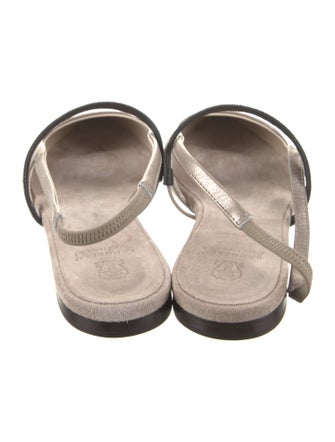 Brunello Cucinelli Monili Leather Slingback Flats