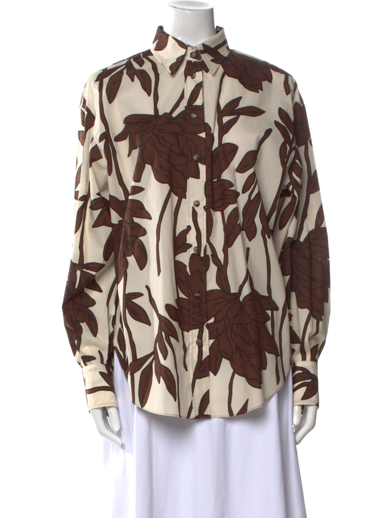 Brunello Cucinelli Printed Long Sleeve Button-Up Top w/ Tags