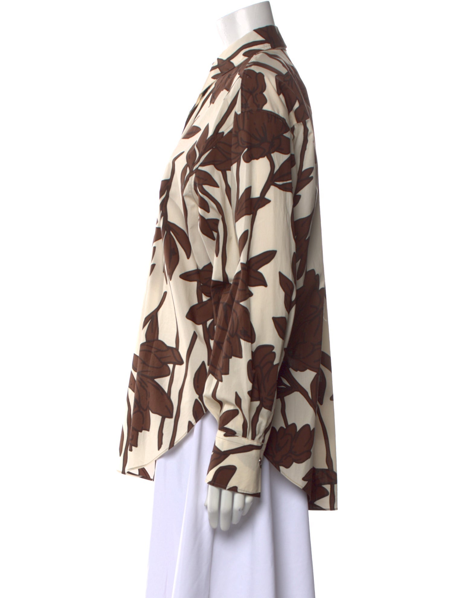 Brunello Cucinelli Printed Long Sleeve Button-Up Top w/ Tags