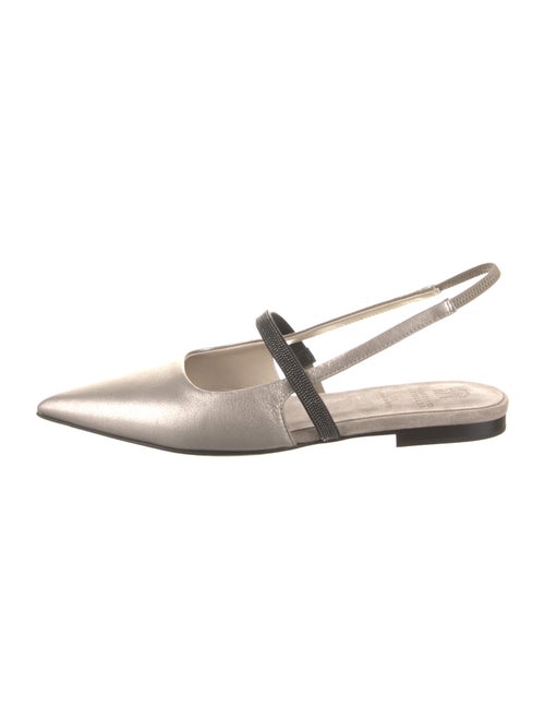 Brunello Cucinelli Monili Leather Slingback Flats
