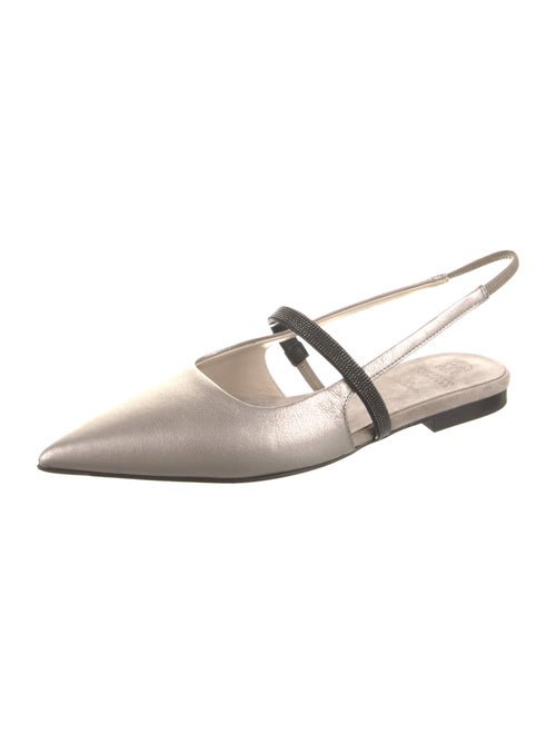 Brunello Cucinelli Monili Leather Slingback Flats