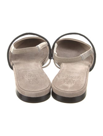 Brunello Cucinelli Monili Leather Slingback Flats