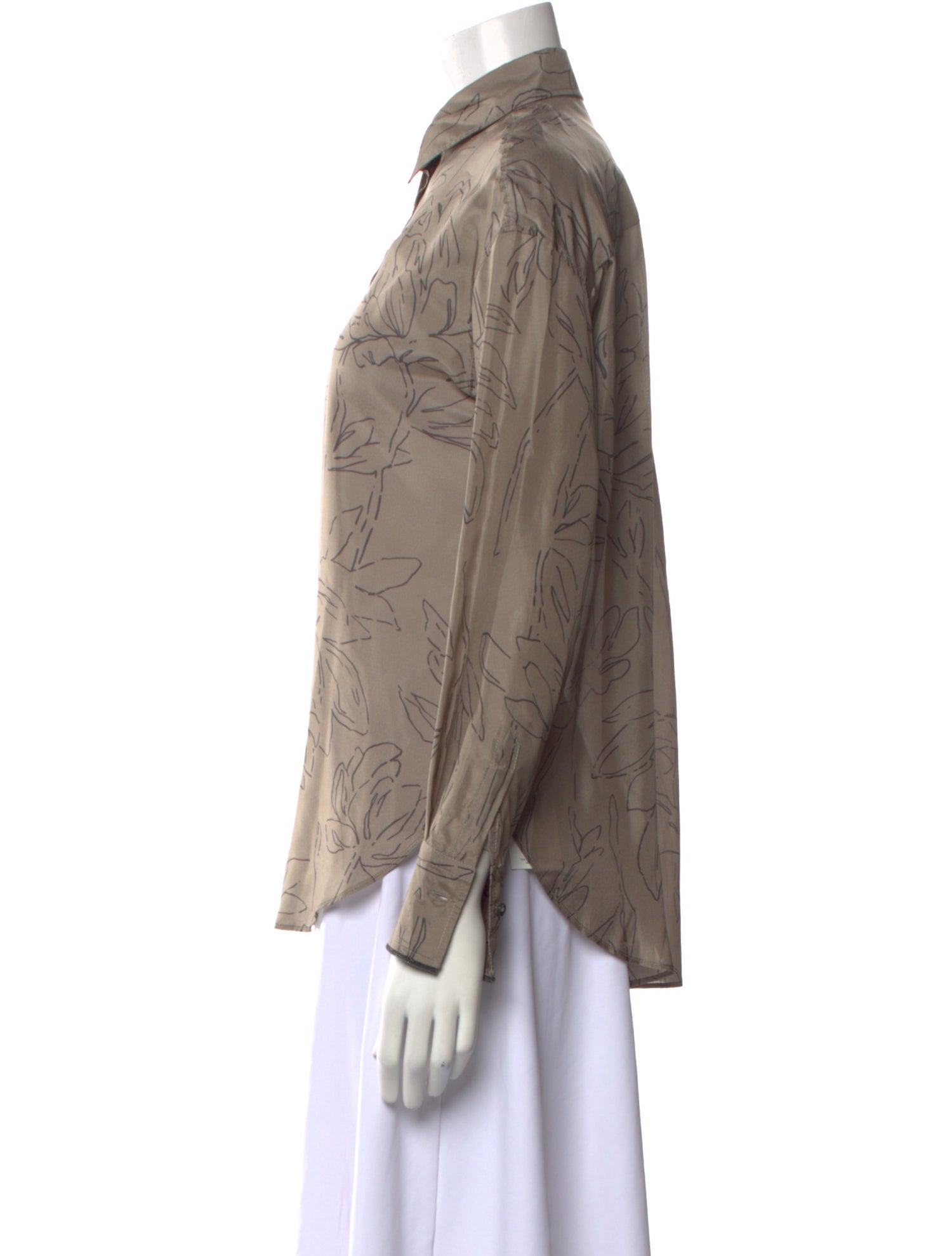 Brunello Cucinelli Silk Printed Button-Up Top