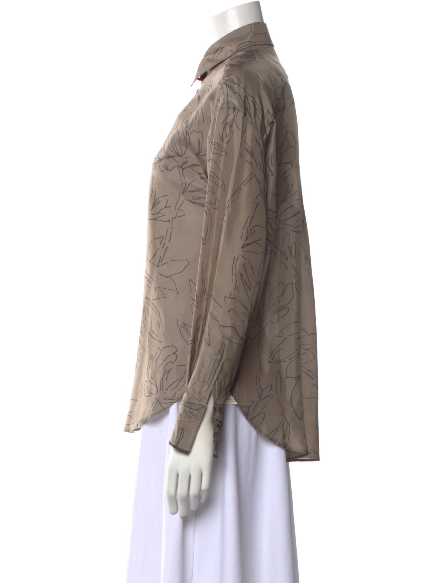 Brunello Cucinelli Silk Printed Button-Up Top