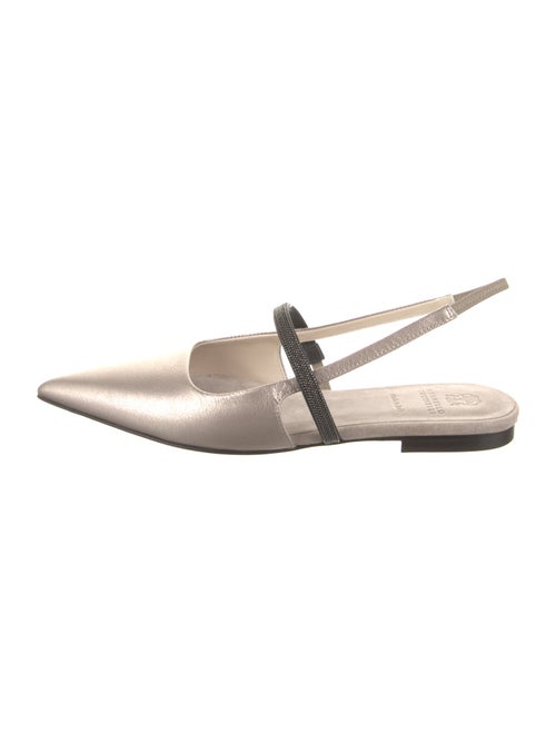 Brunello Cucinelli Monili Leather Slingback Flats