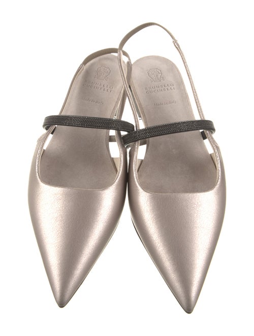 Brunello Cucinelli Monili Leather Slingback Flats