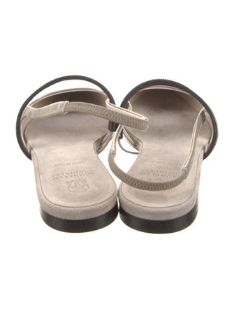 Brunello Cucinelli Monili Leather Slingback Flats