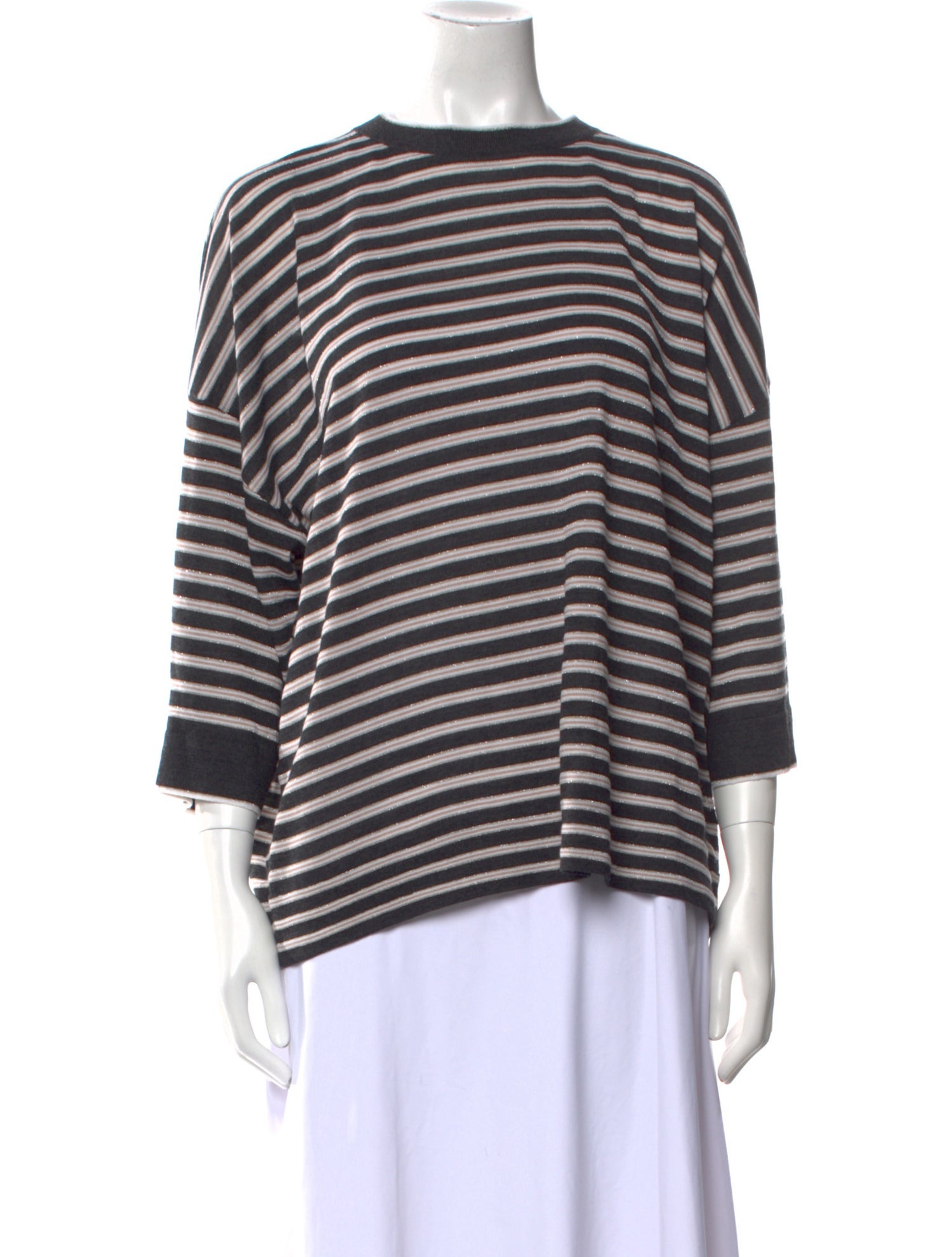 Brunello Cucinelli Striped Bateau Neckline Tunic