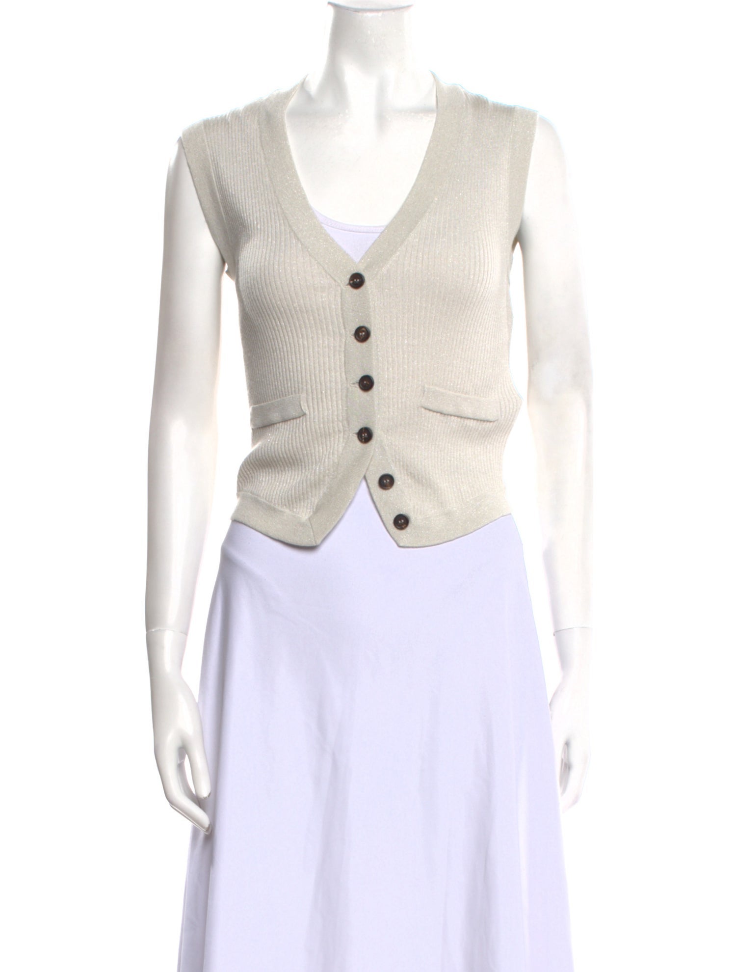 Brunello Cucinelli V-Neck Sleeveless Crop Top w/ Tags