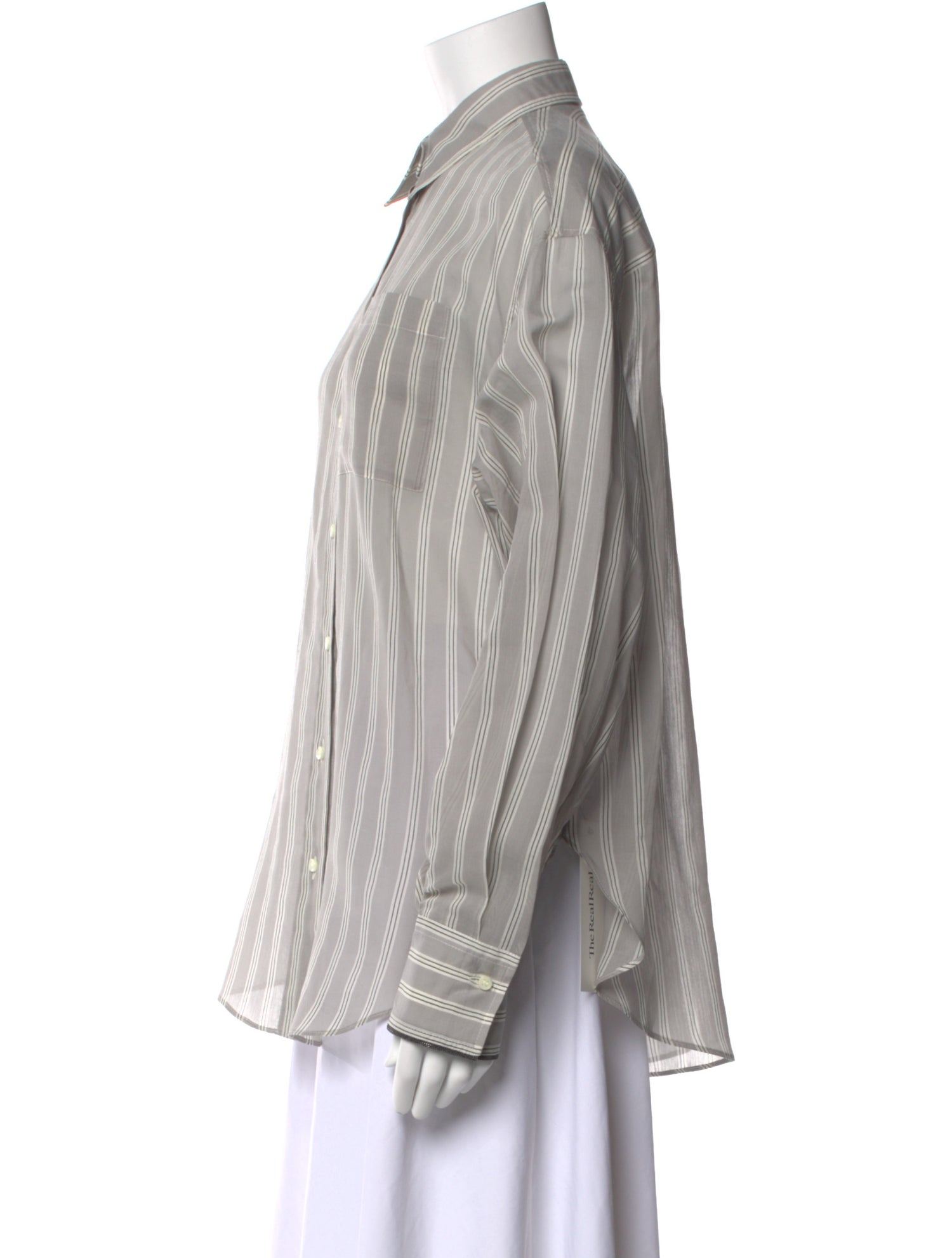 Brunello Cucinelli Striped Long Sleeve Button-Up Top w/ Tags