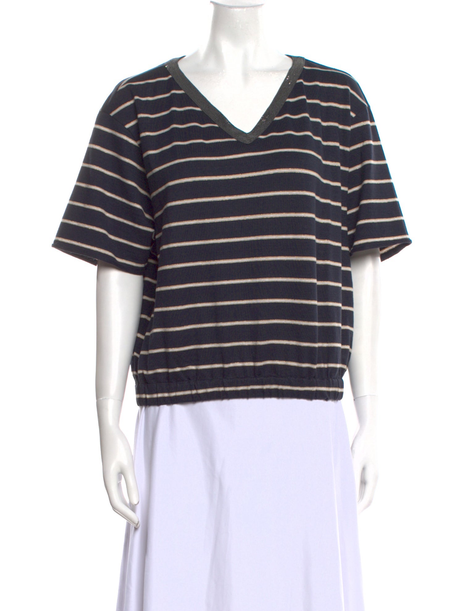 Brunello Cucinelli Linen Striped Top w/ Tags