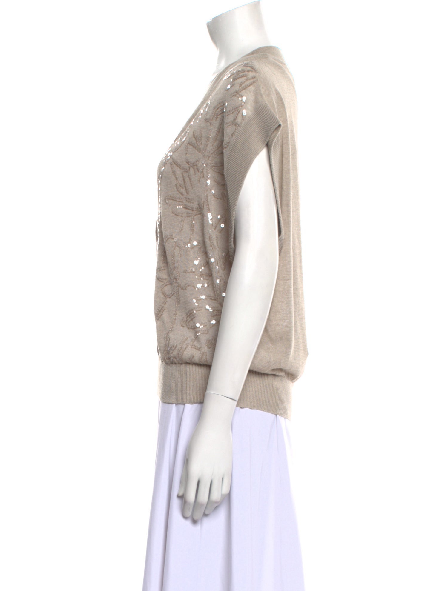 Brunello Cucinelli Linen V-Neck Top w/ Tags