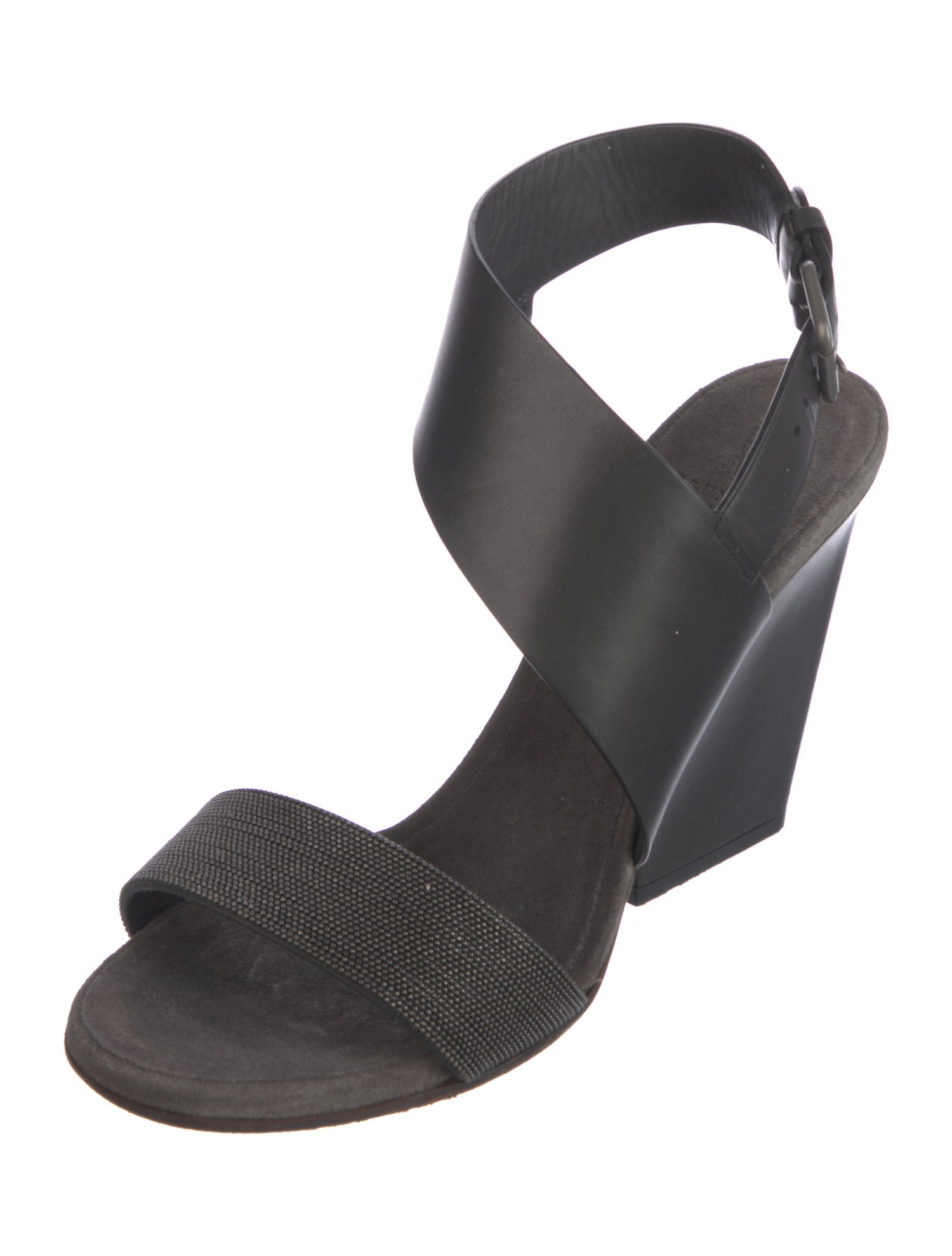 Brunello Cucinelli Monili Leather Slingback Sandals