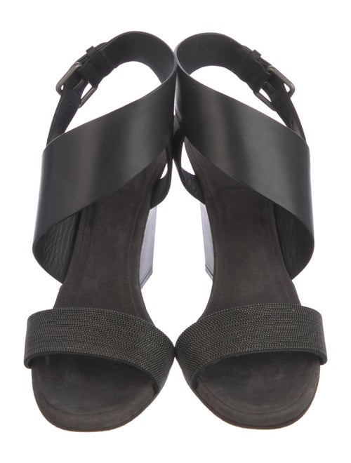 Brunello Cucinelli Monili Leather Slingback Sandals
