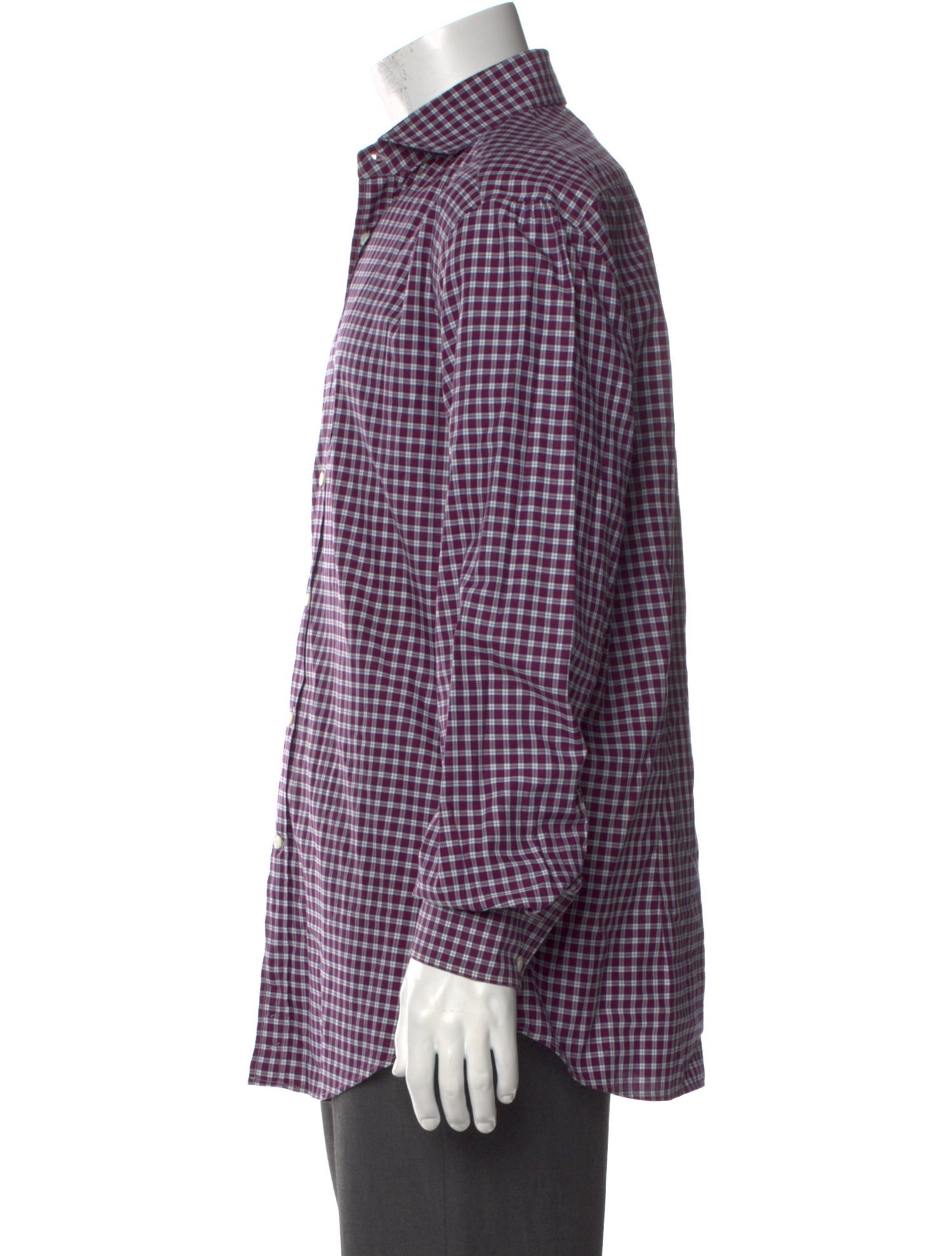 Brunello Cucinelli Plaid Print Long Sleeve Dress Shirt