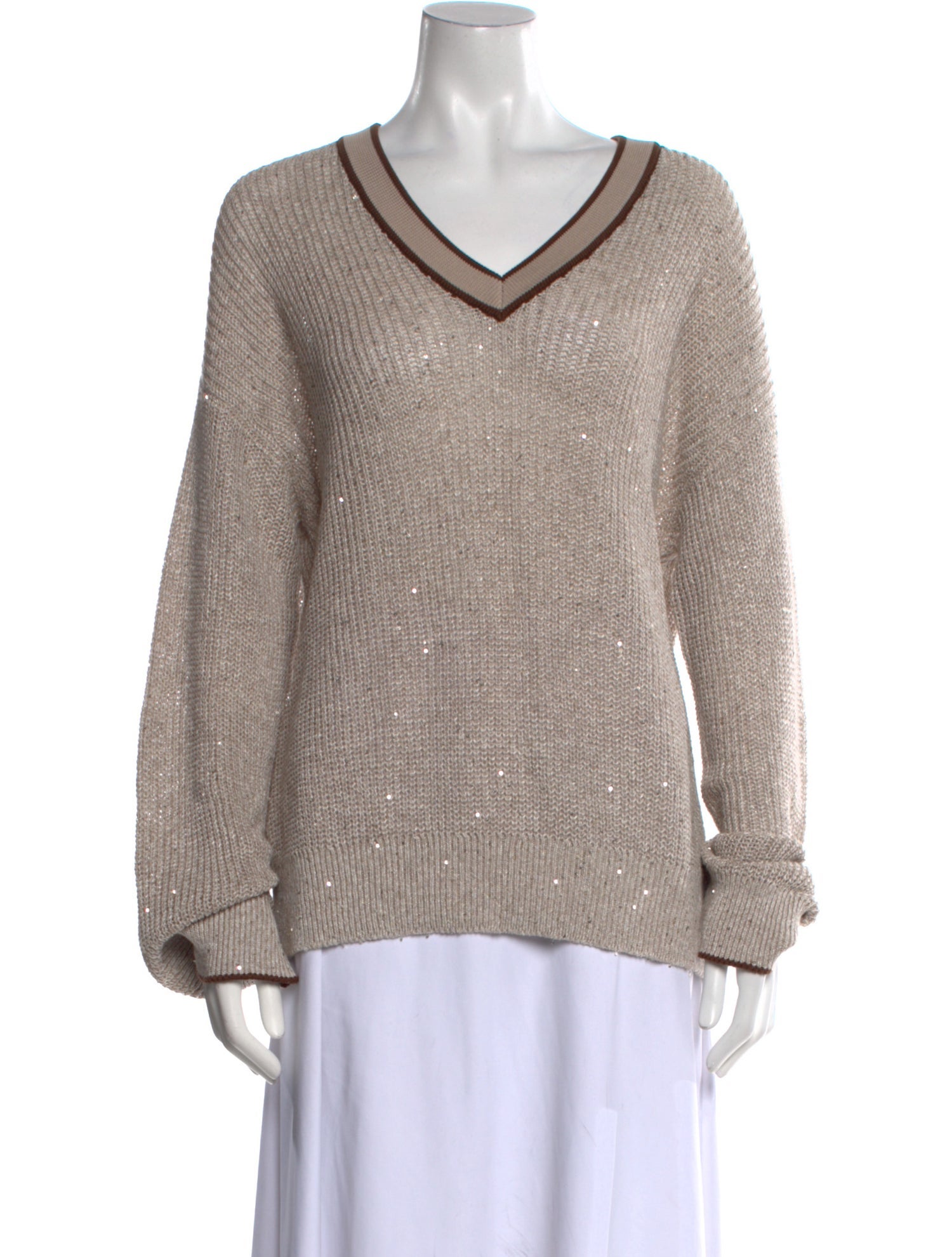 Brunello Cucinelli Linen V-Neck Sweater