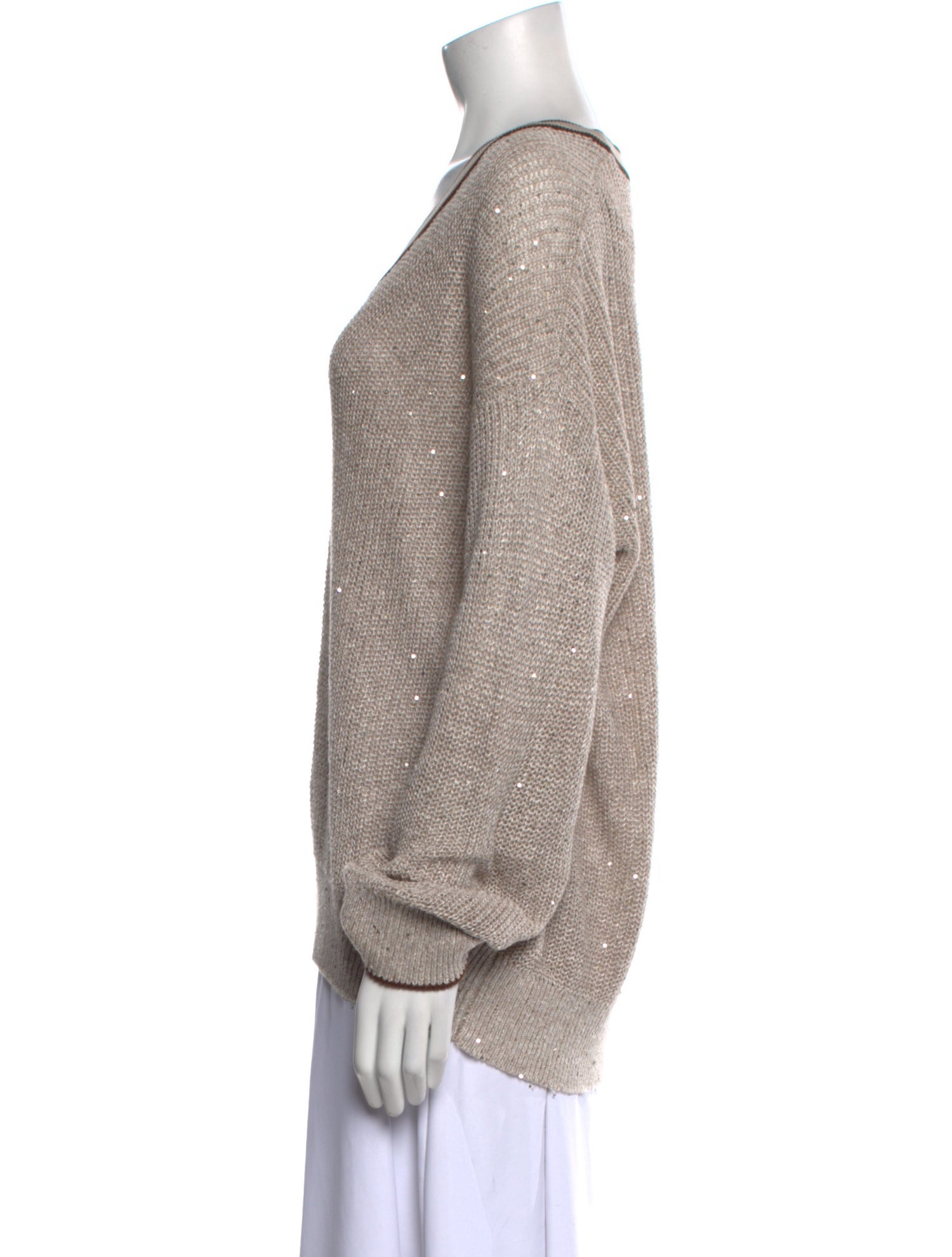 Brunello Cucinelli Linen V-Neck Sweater