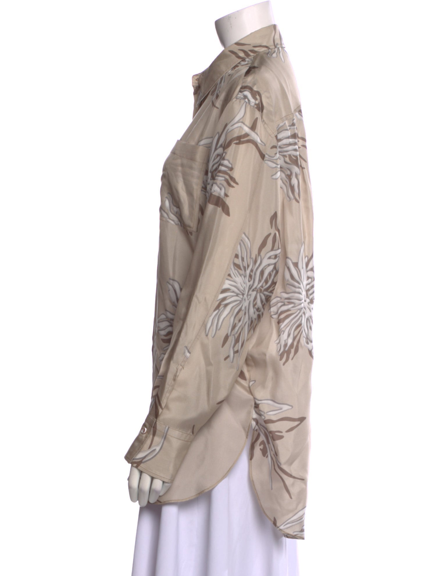 Brunello Cucinelli Silk Printed Button-Up Top