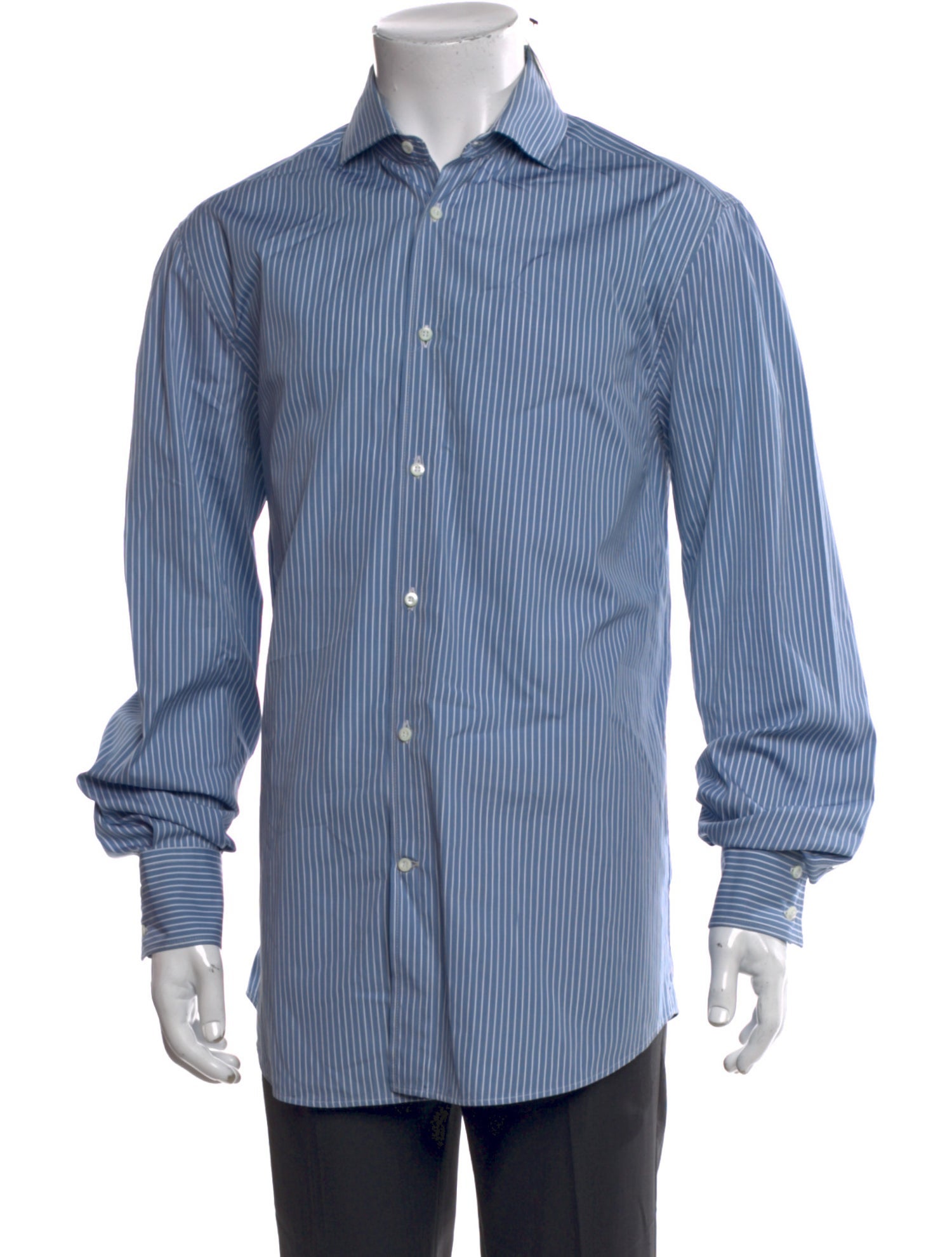 Brunello Cucinelli Striped Long Sleeve Dress Shirt