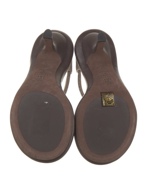 Brunello Cucinelli Suede Beaded Accents Slides