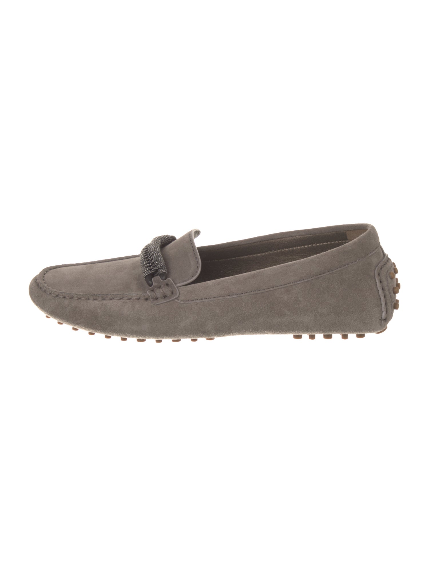 Brunello Cucinelli Suede Beaded Accents Loafers