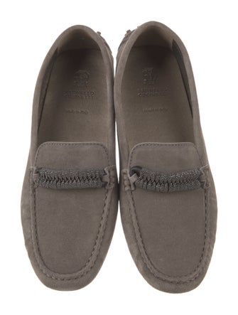 Brunello Cucinelli Suede Beaded Accents Loafers