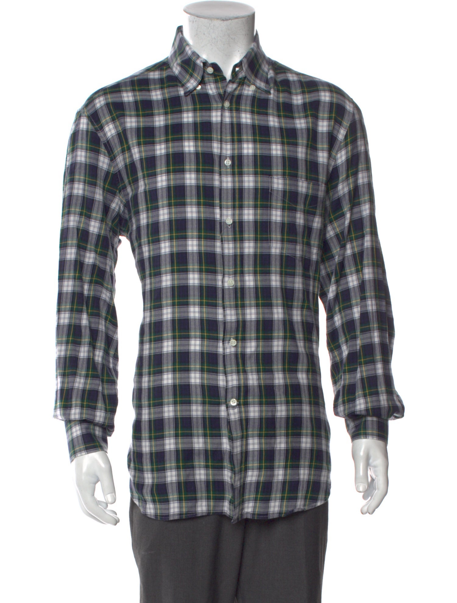 Brunello Cucinelli Plaid Print Long Sleeve Shirt