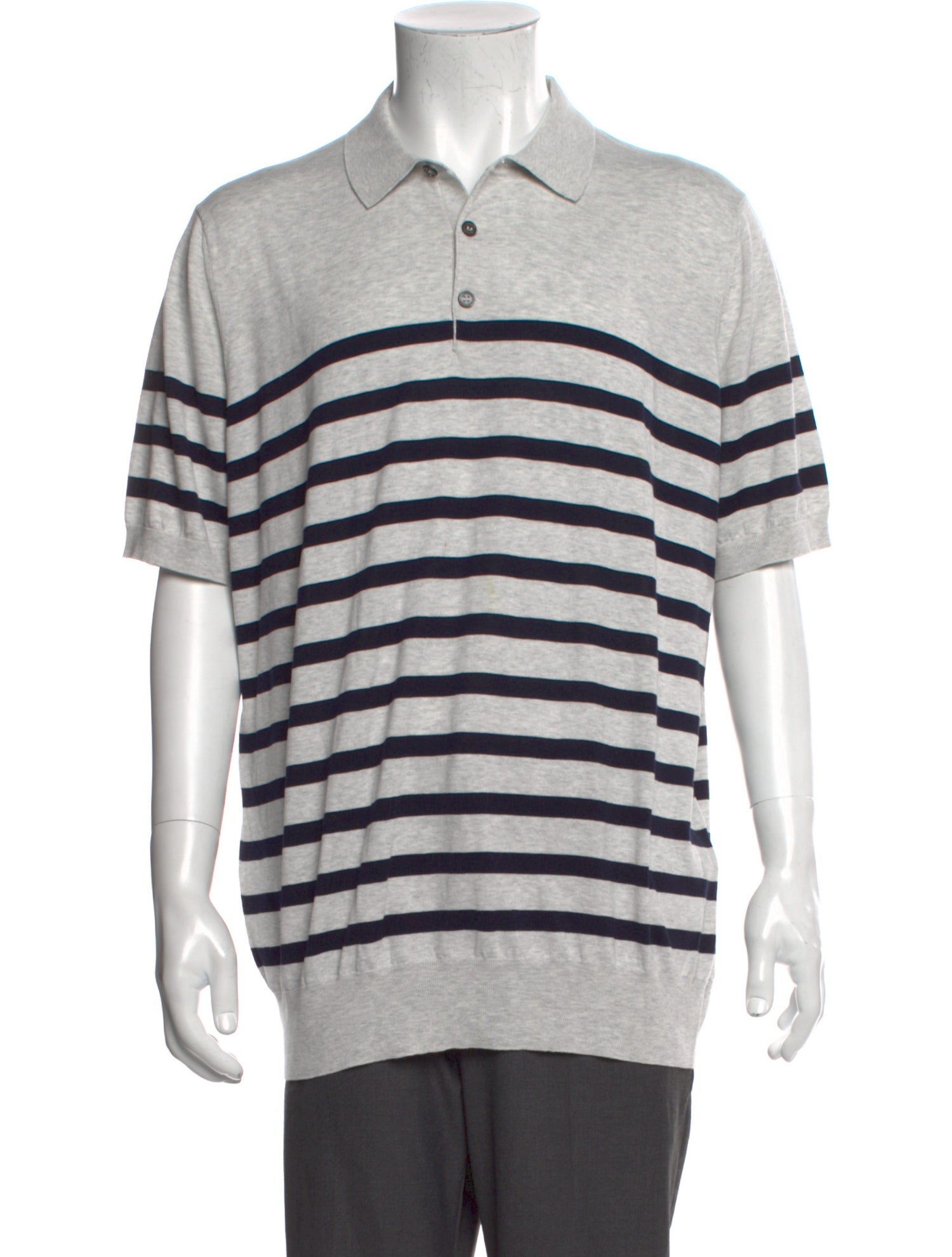 Brunello Cucinelli Striped Collar Polo Sweater
