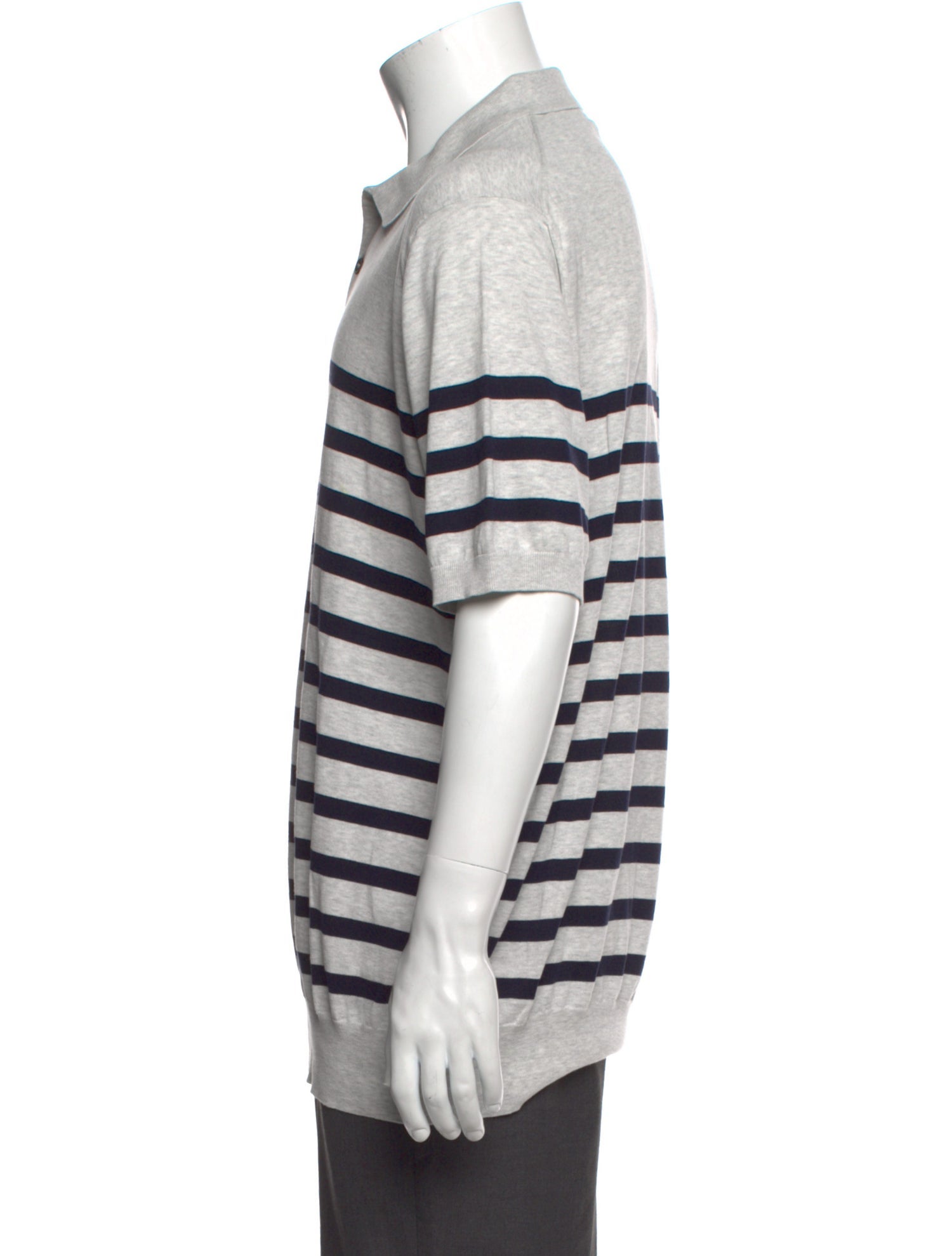 Brunello Cucinelli Striped Collar Polo Sweater