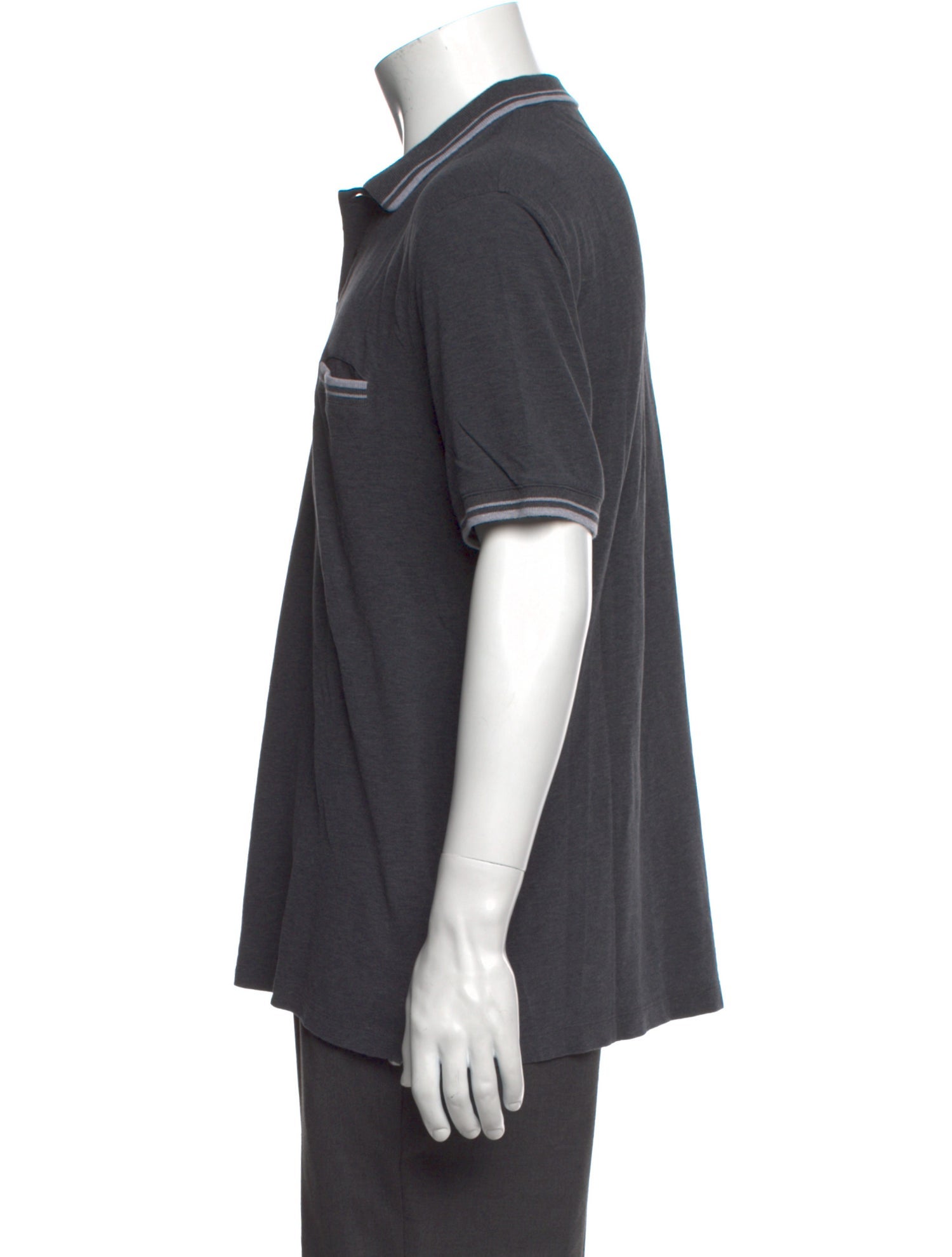 Brunello Cucinelli Striped Collar Polo Shirt