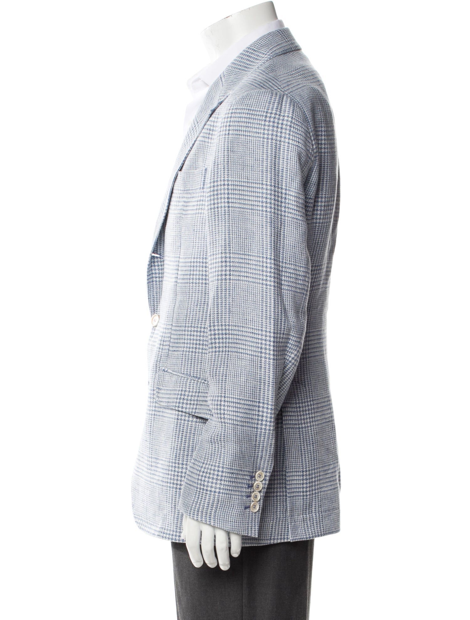 Brunello Cucinelli Linen Houndstooth Print Blazer