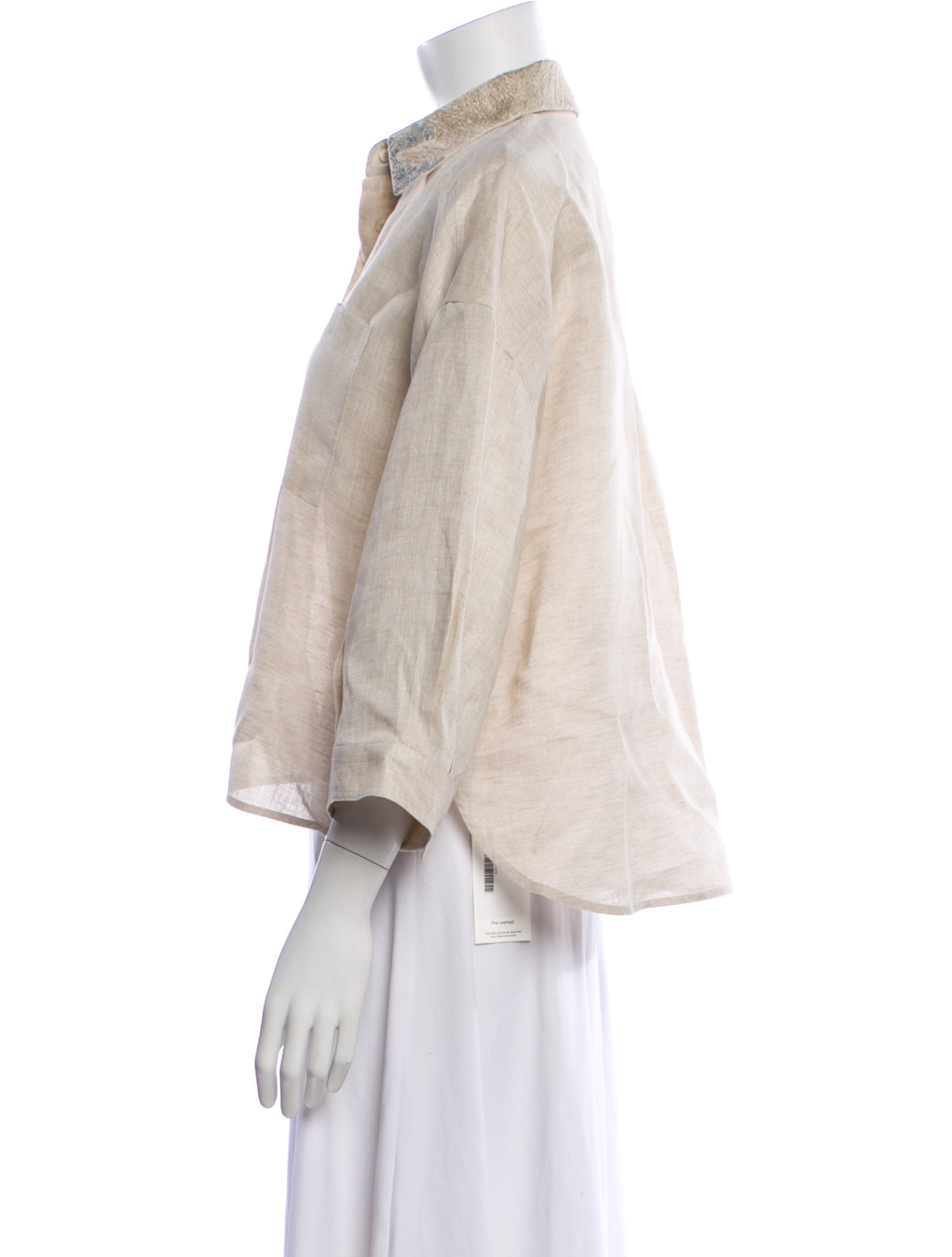Brunello Cucinelli Three-Quarter Sleeve Button-Up Top