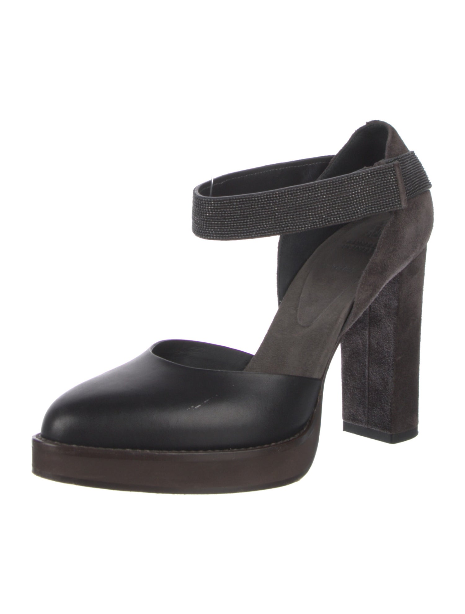 Brunello Cucinelli Monili Leather D'Orsay Pumps