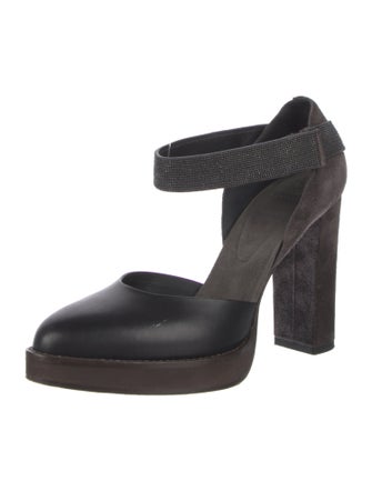 Brunello Cucinelli Monili Leather D'Orsay Pumps