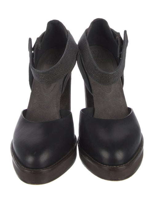 Brunello Cucinelli Monili Leather D'Orsay Pumps