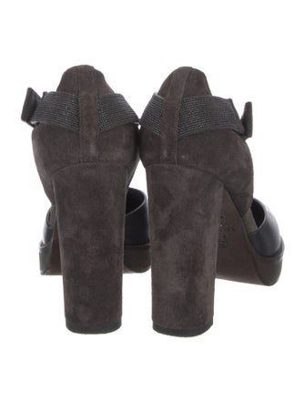 Brunello Cucinelli Monili Leather D'Orsay Pumps