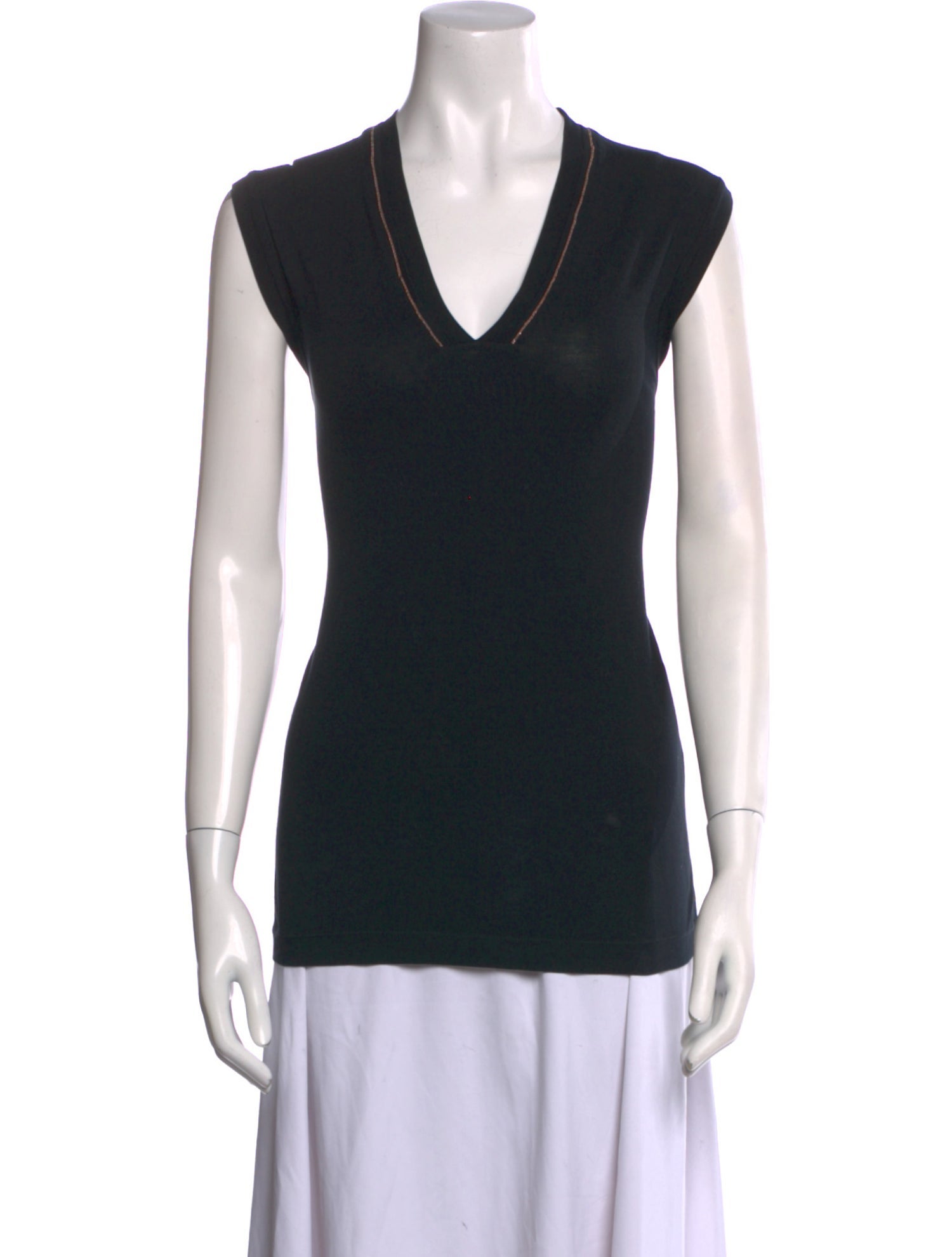 Brunello Cucinelli V-Neck Short Sleeve Tank Top
