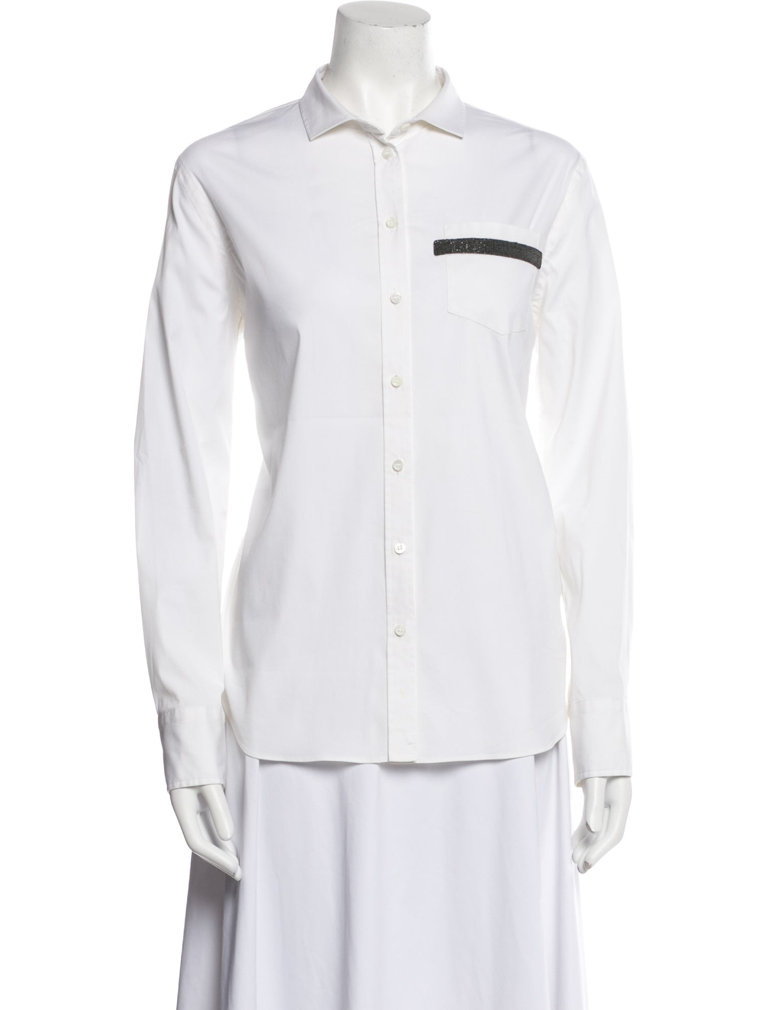 Brunello Cucinelli Long Sleeve Button-Up Top