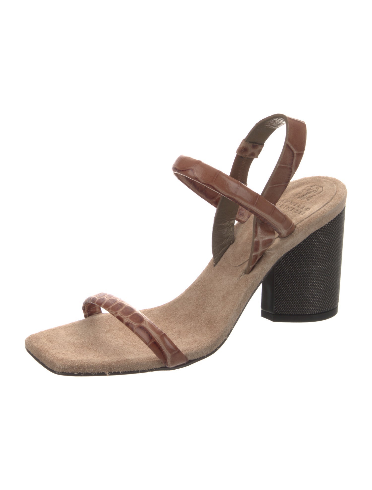 Brunello Cucinelli Monili Leather Slingback Sandals