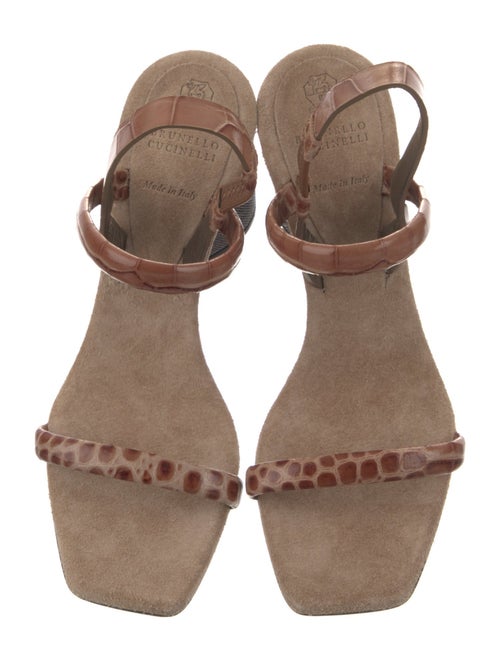 Brunello Cucinelli Monili Leather Slingback Sandals