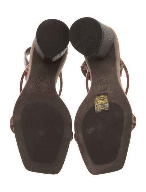 Brunello Cucinelli Monili Leather Slingback Sandals