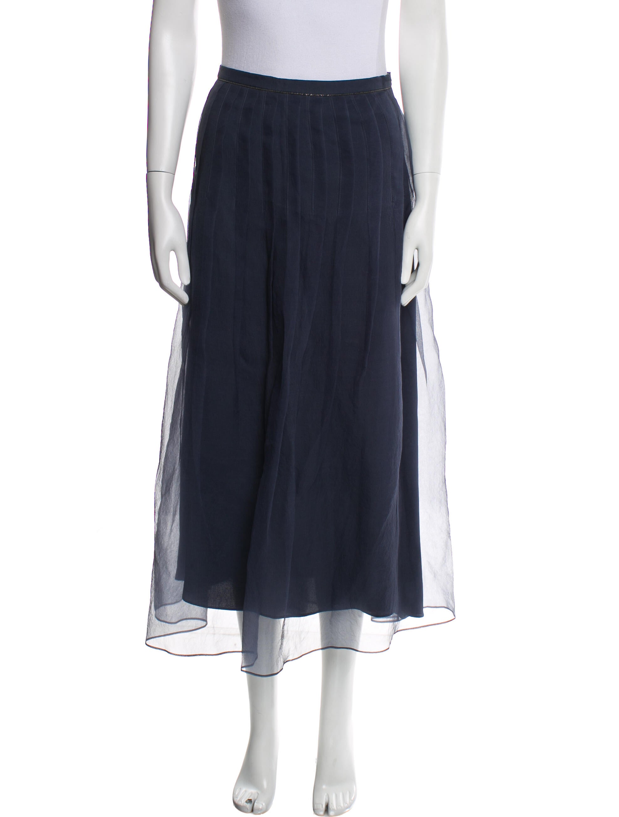 Brunello Cucinelli Silk Midi Length Skirt