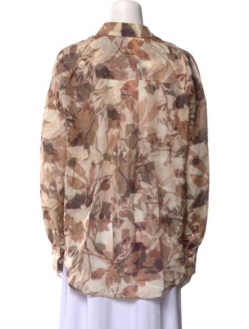 Brunello Cucinelli Silk Printed Button-Up Top