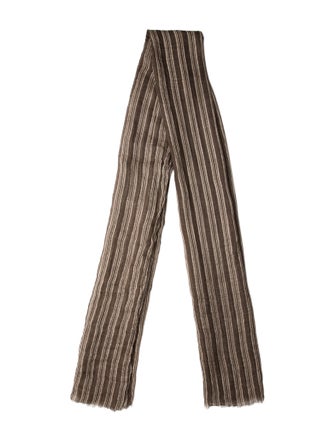Brunello Cucinelli Checkered Print Striped Scarf
