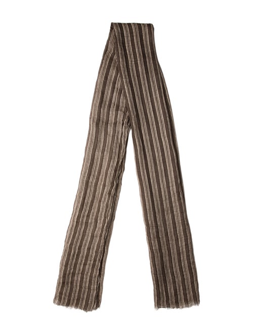 Brunello Cucinelli Checkered Print Striped Scarf