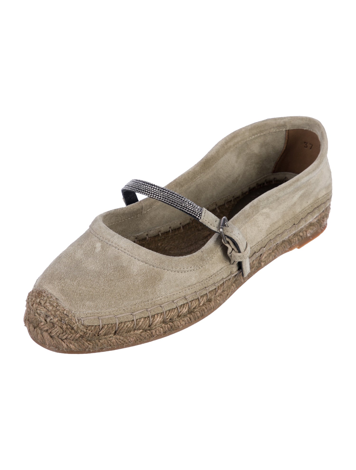 Brunello Cucinelli Monili Suede Mary Jane Flats