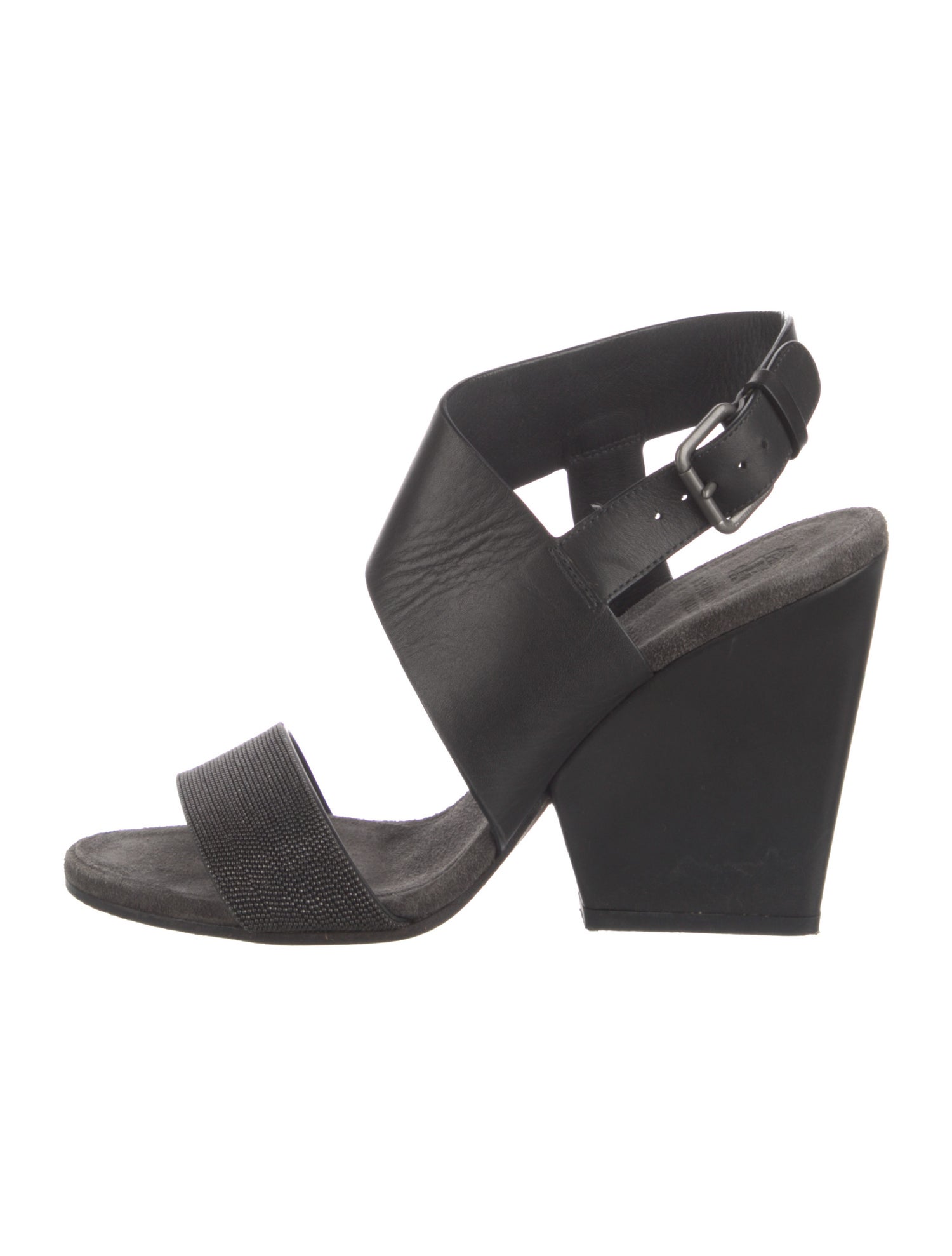 Brunello Cucinelli Monili Leather Slingback Sandals