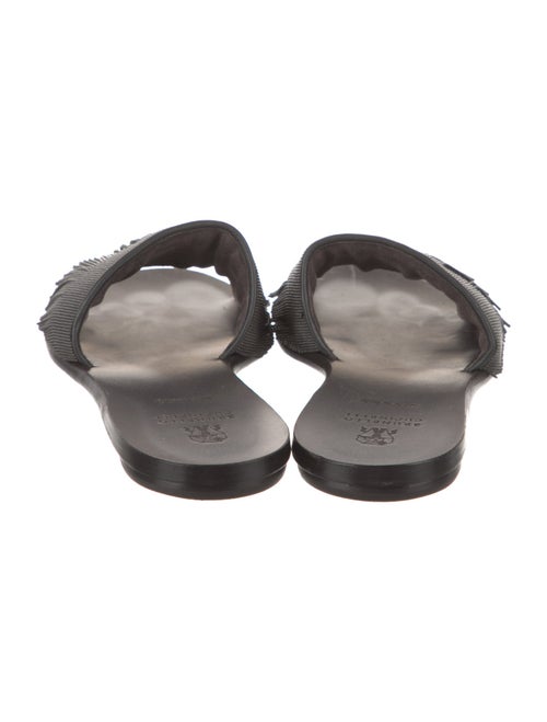 Brunello Cucinelli Leather Beaded Accents Slides