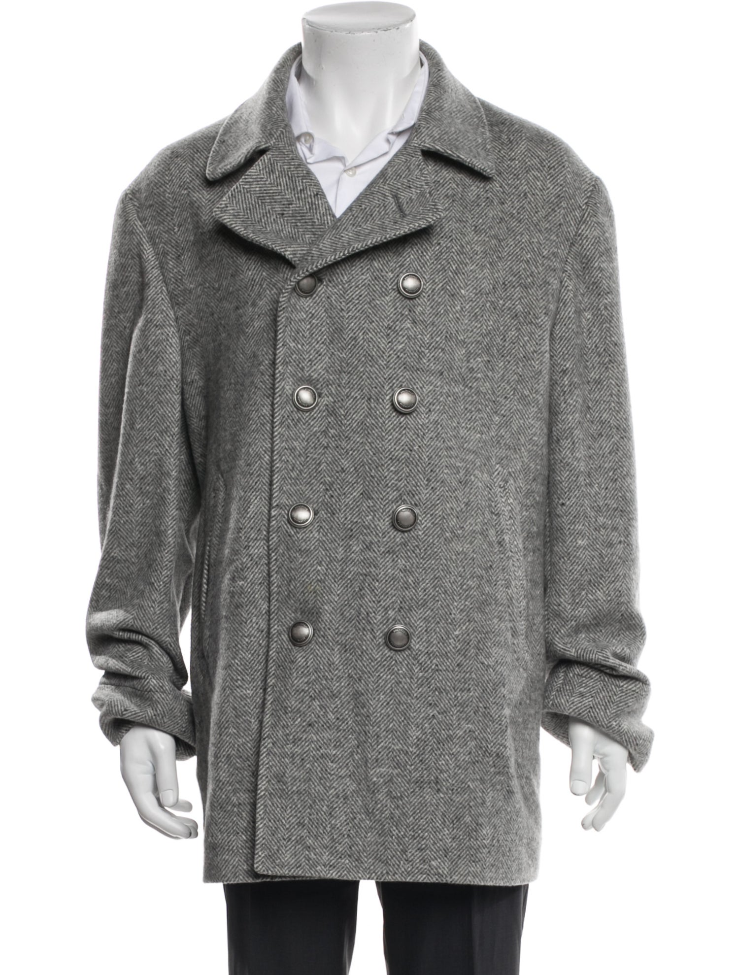 Brunello Cucinelli Wool Tweed Pattern Peacoat