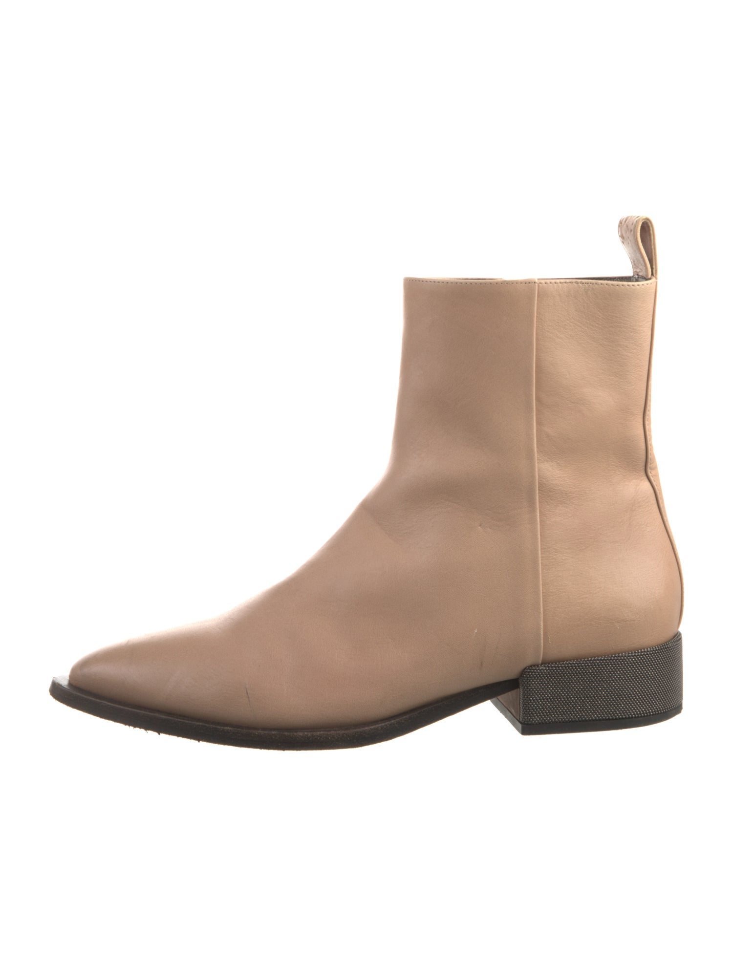 Brunello Cucinelli Leather Beaded Accents Chelsea Boots